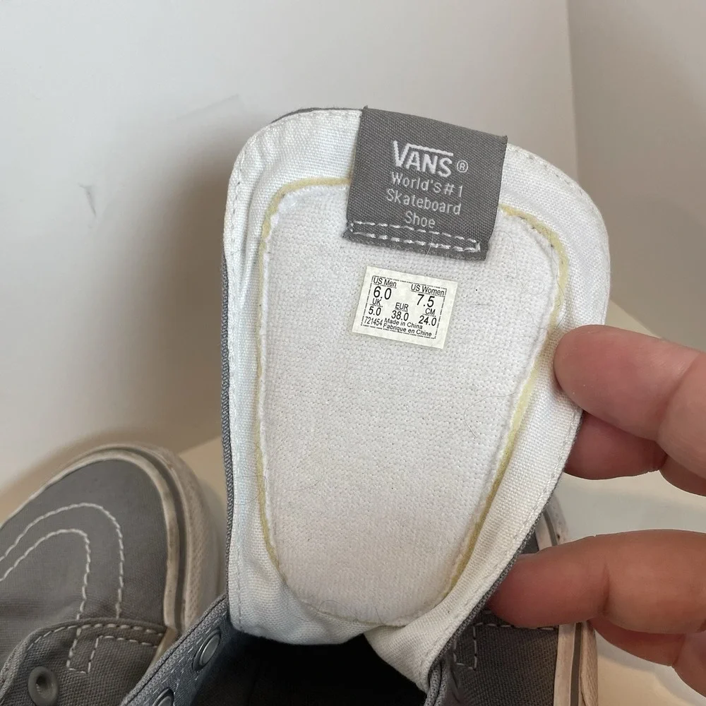 Vans Hi Top Sk8‎ Gray White Mens Size 6 721454 Missing Laces
